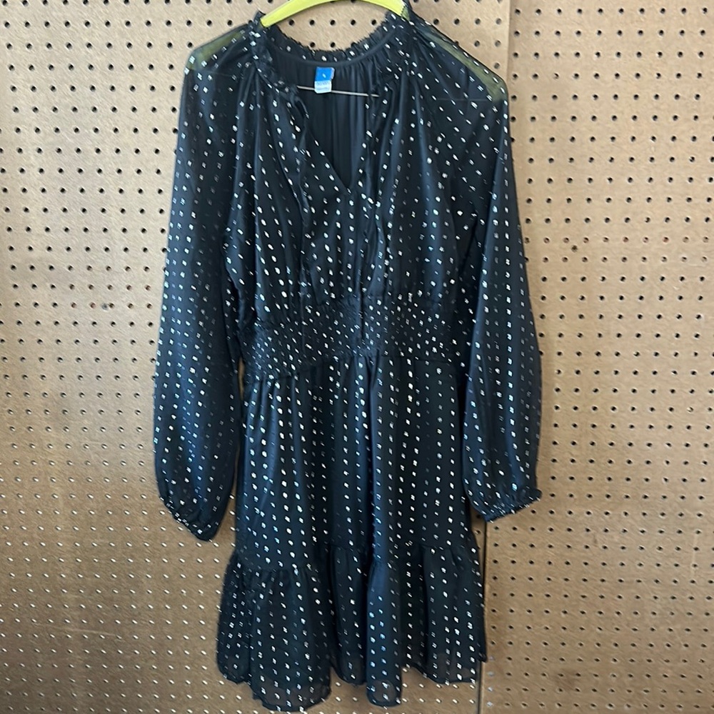 New old navy cinch waist silver foil dress size S